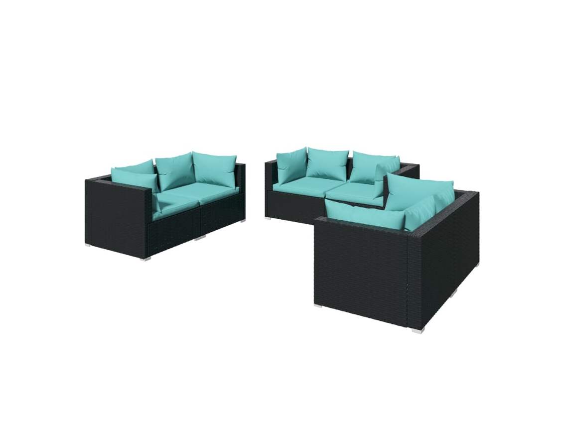 Garden Lounge Set, Garden Lounge Sets Vidaxl Preto Rattan / Vime (n/a)