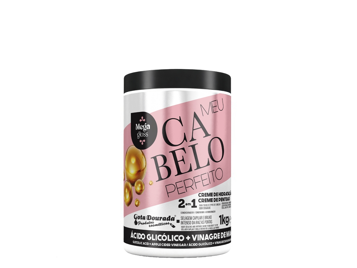 Meu Cabelo Perfeito Creme+máscara 2 em 1 Ácido Glicólico 1l GOTA DOURADA