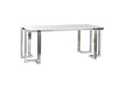 Mesa de Jantar em Aço e Vidro com Efeito Mármore, 180x90x76cm ALEXANDRA HOUSE LIVING
