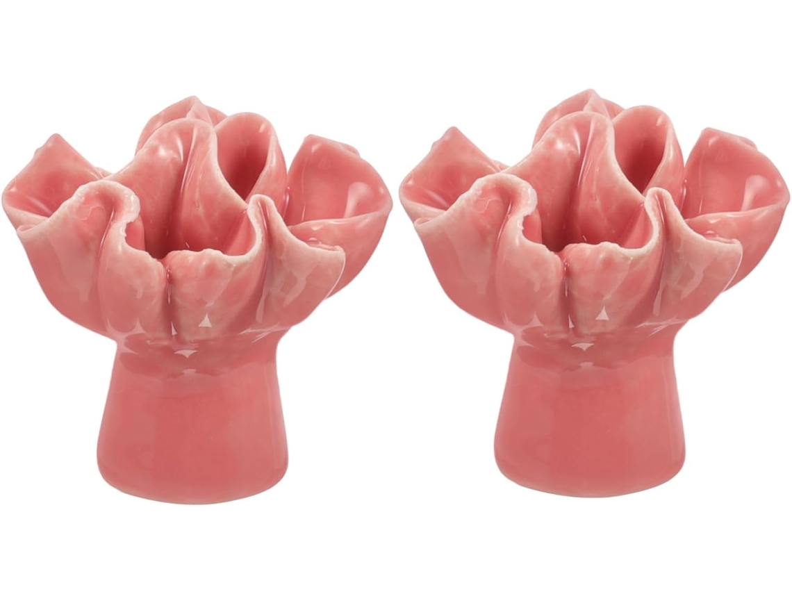 Puxador De Cerâmica Rosa Para Armário, Com Furo Único, 2 Peças, Formato De Rosa