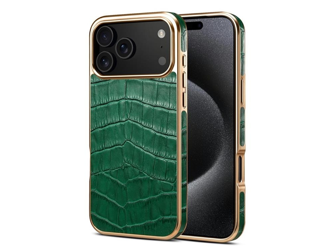Capa Denior Para Iphone 17 Pro Em Couro Genuíno - Verde