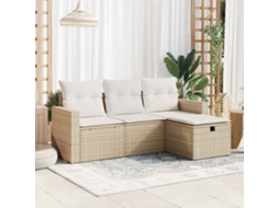 Conjunto de Móveis de Jardim HARLANV1 com 4 peças, sofás com almofadões Vime vidro