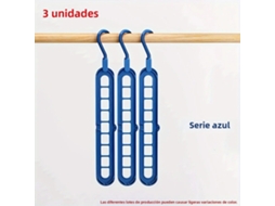 3 Cabides de Plástico Dobráveis com 9 Furos MDUG (azul)