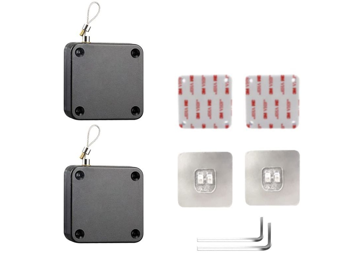 Fechadura Automática de Porta, 2 Peças, Sem Perfuração, com Cabo de Aço para Portas de Segurança, Banheiro e Mais