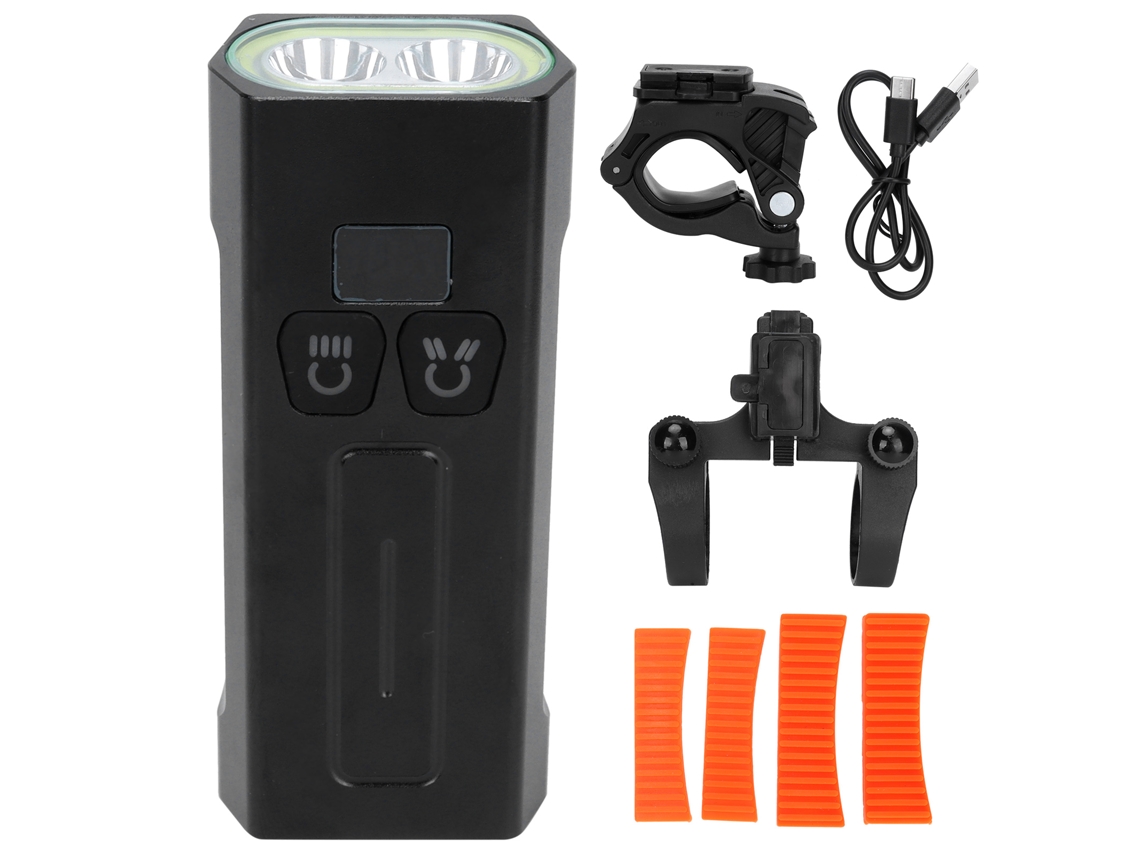 Luz Dianteira Bicicleta USB 2000lm IPX6 5 modos display digital energia | S/MARCA