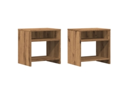 Bedside Cabinet, Bedside Cabinets Vidaxl Marrom Madeira Processada (n/a)