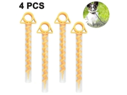 2026 Âncora Espiral de Plástico para Camping, Animais, Tendas e Toldos, 4 Peças de 29 cm, Amarelo e Verde