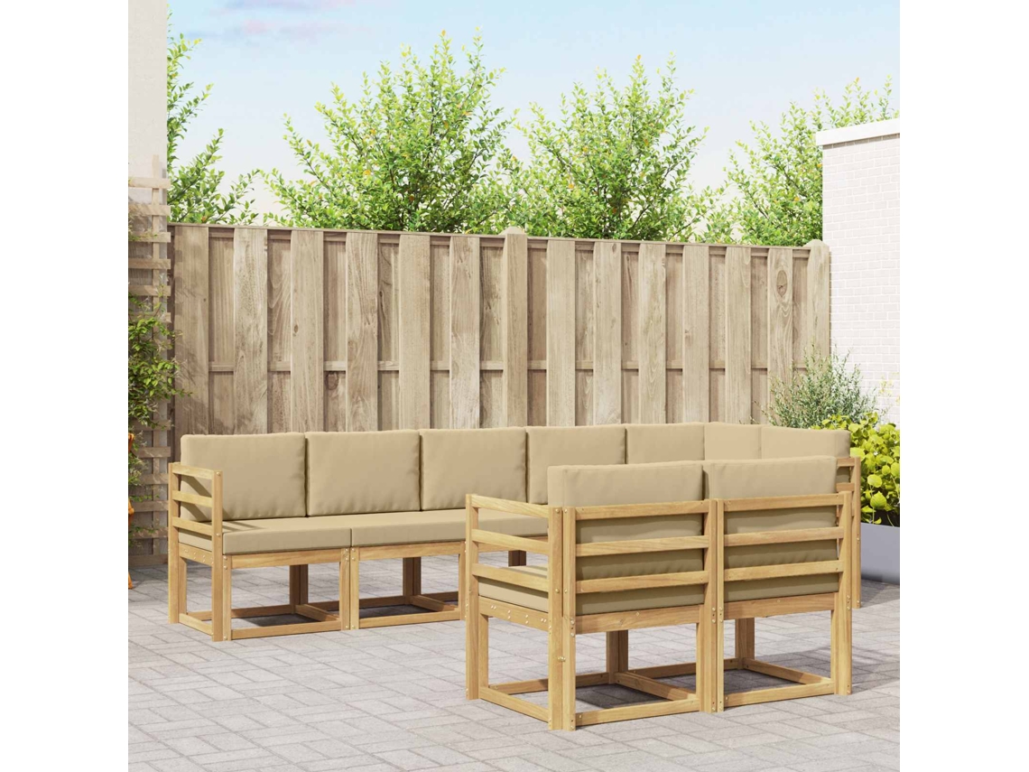 Vidaxl Conjunto De Sofás Para Exterior 8 Unid. Branco E Bege Poliéster