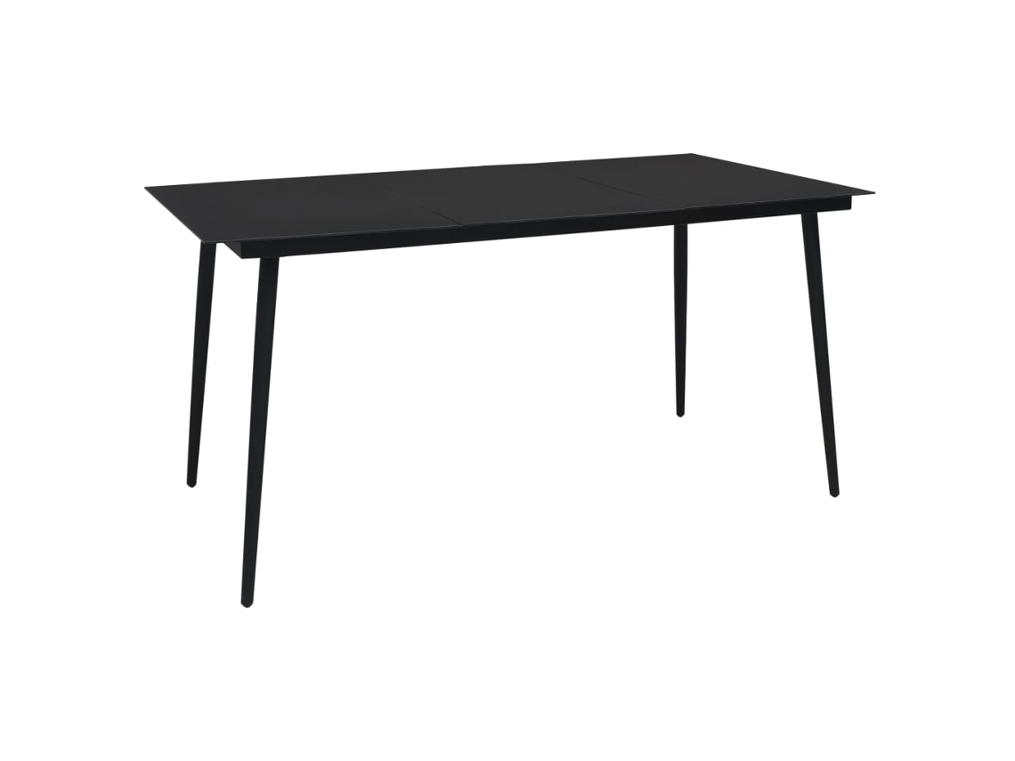 Vidaxl Mesa De Jantar Para Jardim 190x90x74 Cm Aço E Vidro Preto