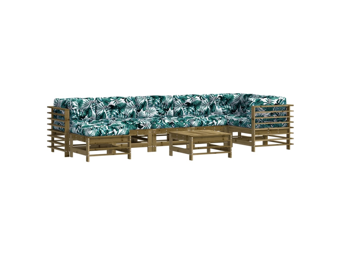 Maison Exclusive - 8 Pcs Conjunto Lounge De Jardim C/ Almofadões Pinho Impregnado