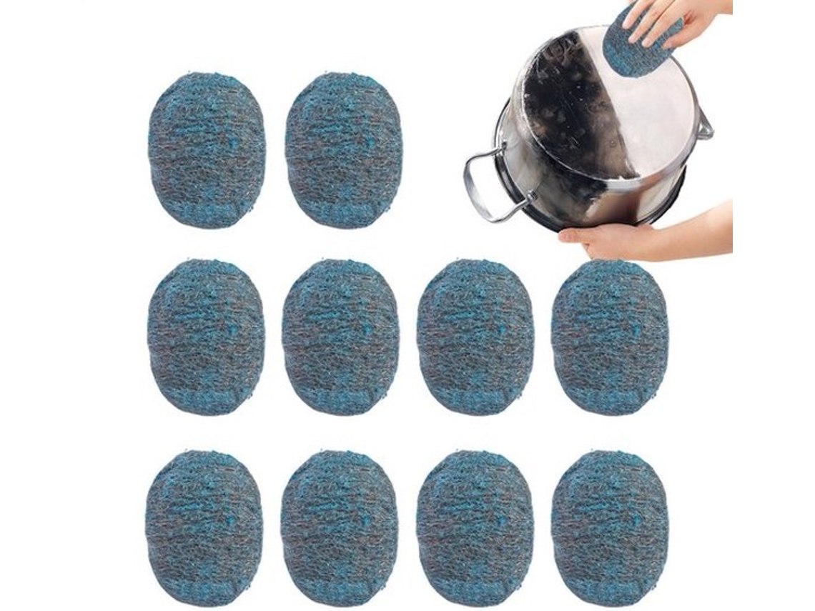 Escolha Sólida - Pads De Limpeza 10 Unidades - Pads De Aço/ Sabão - Design Durável - Limpeza Poderosa - Reutilizável - Para Utensílios De Cozinha - Es