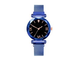 Relógio de pulso masculino casual e elegante para negócios, com mostrador redondo e mecanismo de quartzo azul.