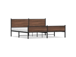 Bed Frame, Bed Frames Vidaxl Marrom Aço (200 X 200 Cm)