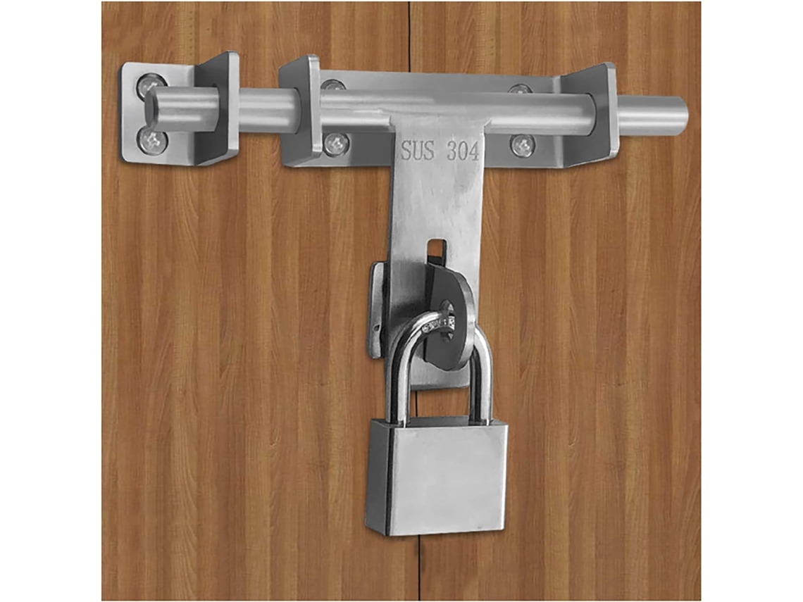 Fechadura De Porta, Trinco De Portão Em Aço Inoxidável, Trinco Deslizante, Fechadura Deslizante Com Furo Para Cadeado E