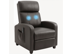 Poltrona Reclinável com Massagem Vibratória S/MARCA com 2 pontos, controle remoto, marrom, 68x88x98 cm