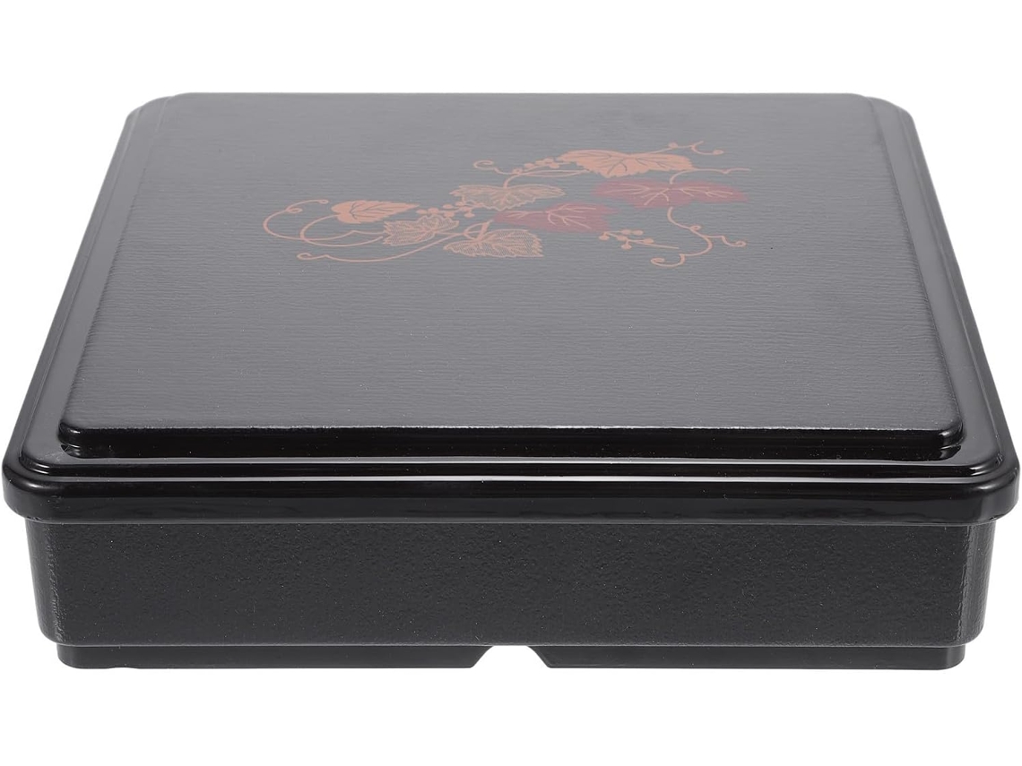 Magiclulu Marmita Japonesa Bento Com Divisórias E Tampa, Em Melamina Preta, Recipiente Portátil Para Sushi E Almoço Em