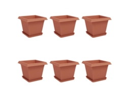 Conjunto 6 Vasos De Plantas Modernos Vidaxl Vermelho Plástico (33 X 33 X 26 Cm)