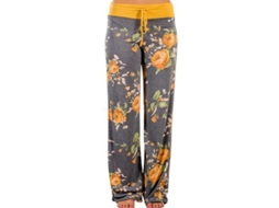 2026 pantalones de Descanso Amplios Con Estampado Floral Elástico Y Cordón Ajustable para Mujer S Amarillo