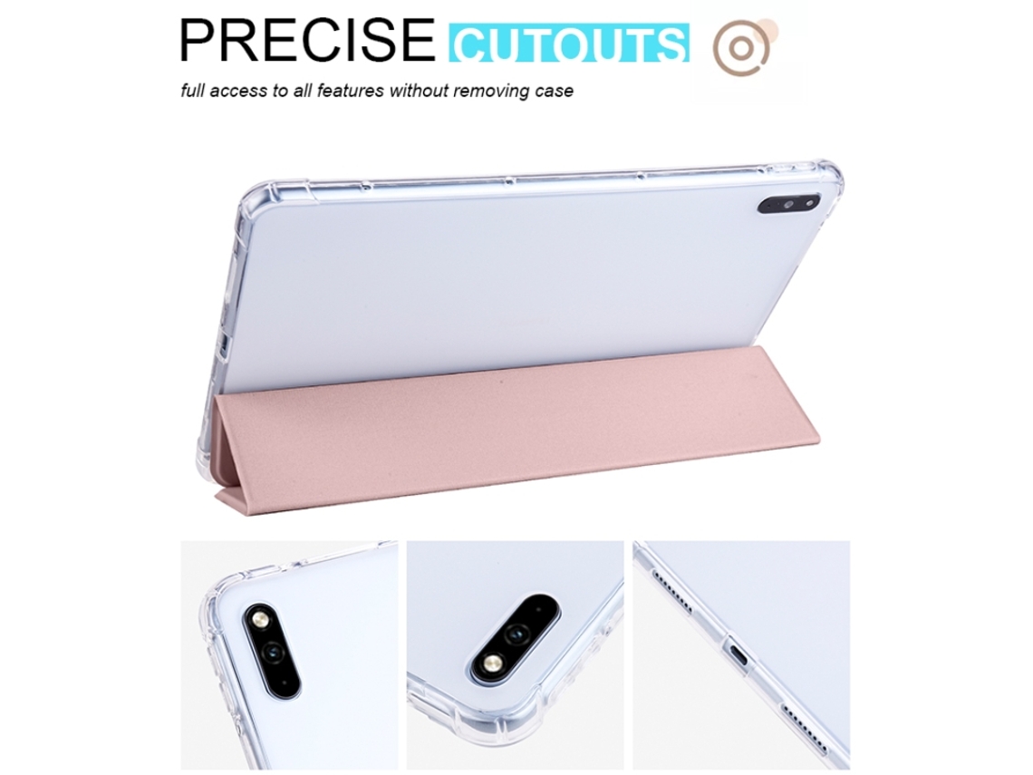 Capa De Couro Inteligente Transparente Tpu De 3 Dobras Halinuia Para Tablet Honor V6 10,4 Polegadas