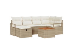 Conjunto 7 Conjunto De Móveis De Jardim Vidaxl Bege Vime Pe (55 X 55 X 37 Cm)