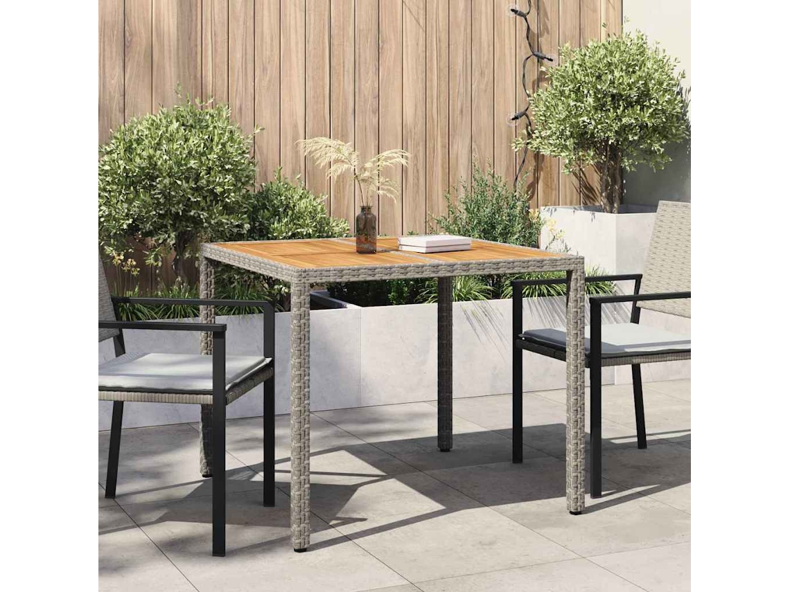 Vidaxl Mesa De Jardim Cinzeto 90 X 90 X 75 Cm Vime Pe