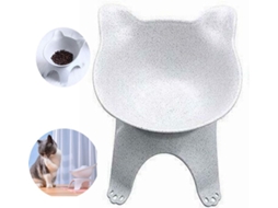 Tigela para Ração e Água com Suporte Elevado para Animais de Estimação, como Gatos, Cães e Coelhos, na Cor Cinza AQUAFORGE