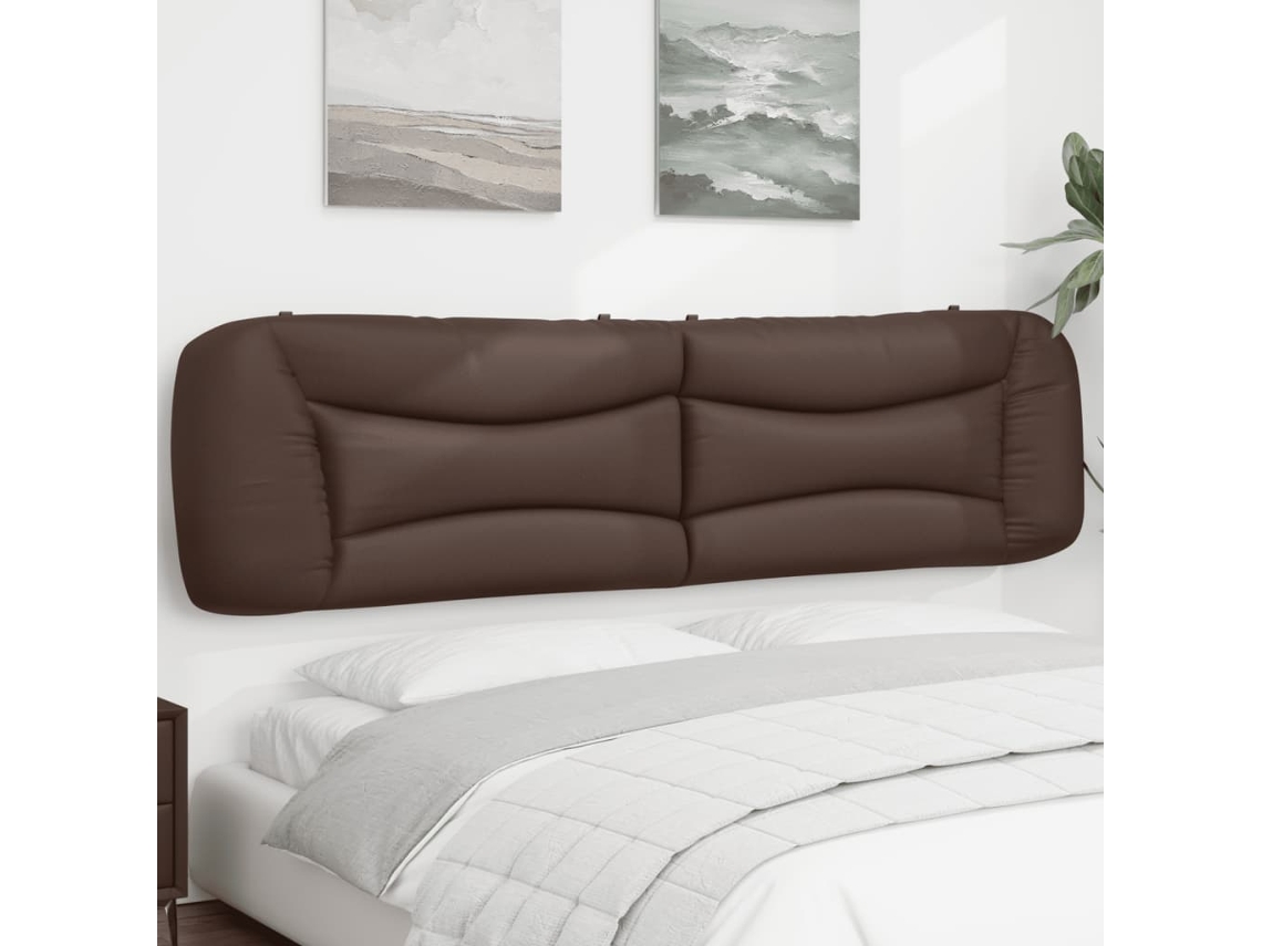 Vidaxl Almofadão De Cabeceira Hvar 200 Cm Couro Artificial Castanho