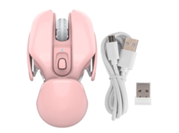 Aetheria mouse Sem Fio Hxsj T37 Recarregável 1600dpi Silencioso 4 Botões Rosa/preto