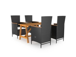 Vidaxl 5 Pcs Conjunto De Jantar Para Jardim Preto
