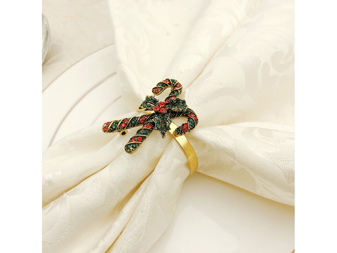 Argolas De Guardanapo De Natal (com Strass, Conjunto De 6) Eoocoo