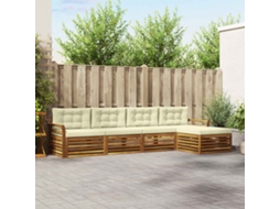 Vidaxl Conjunto De Sofás Para Exterior 5 Unid. Natural E Creme