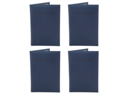 Conjunto De 4 Porta, Passaportes Em Couro Pu Macio E Impermeável, Carteira De Viagem Para Homens E Mulheres, Azul Escuro
