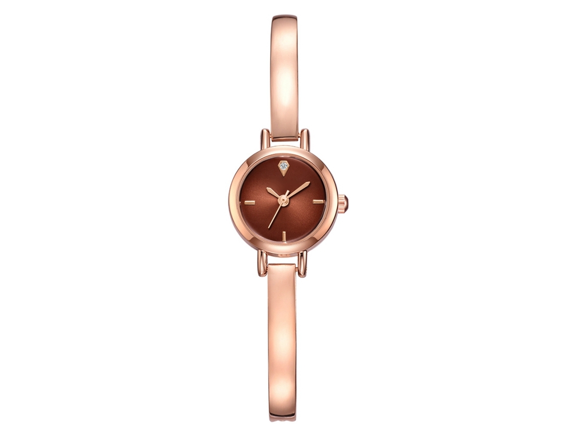 Relógio Pulseira de Liga Slim para Mulher com Cristais Quartzo Marrom Lvpai