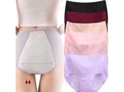 2026 ropa Interior de Algodón Plus Size de Cintura Alta Impermeable 6 Piezas para Mujer