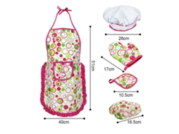 Conjunto De Cozinha Para Crianças 15 Peças Com Boné Avental Luva Moldes Rosa Presente Educativo