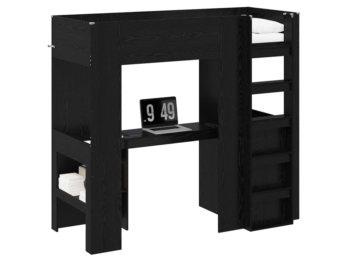 Estrutura de Cama Loft com Mesa Carvalho Preto 75 X 190 Cm VIDAXL
