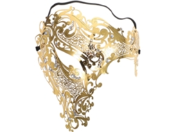 Máscara Facial Feminina De Meia Face Em Liga De Ouro Ciieeo Para Baile De Máscaras, Com Acabamento Elegante.