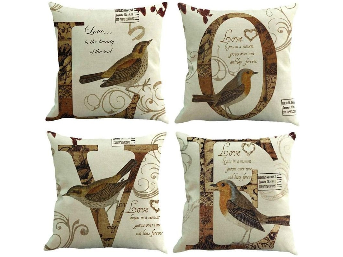 Conjunto de 4 capas de travesseiro 45x45cm decorativo de verão com zíper escondido | S/MARCA