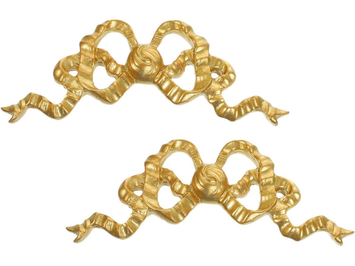Enfeite Parede Resina Formato Dourado Elegante Decoração Retrô Fácil Instalar Entrada Conjunto 2 Peças Laço GOKOCO