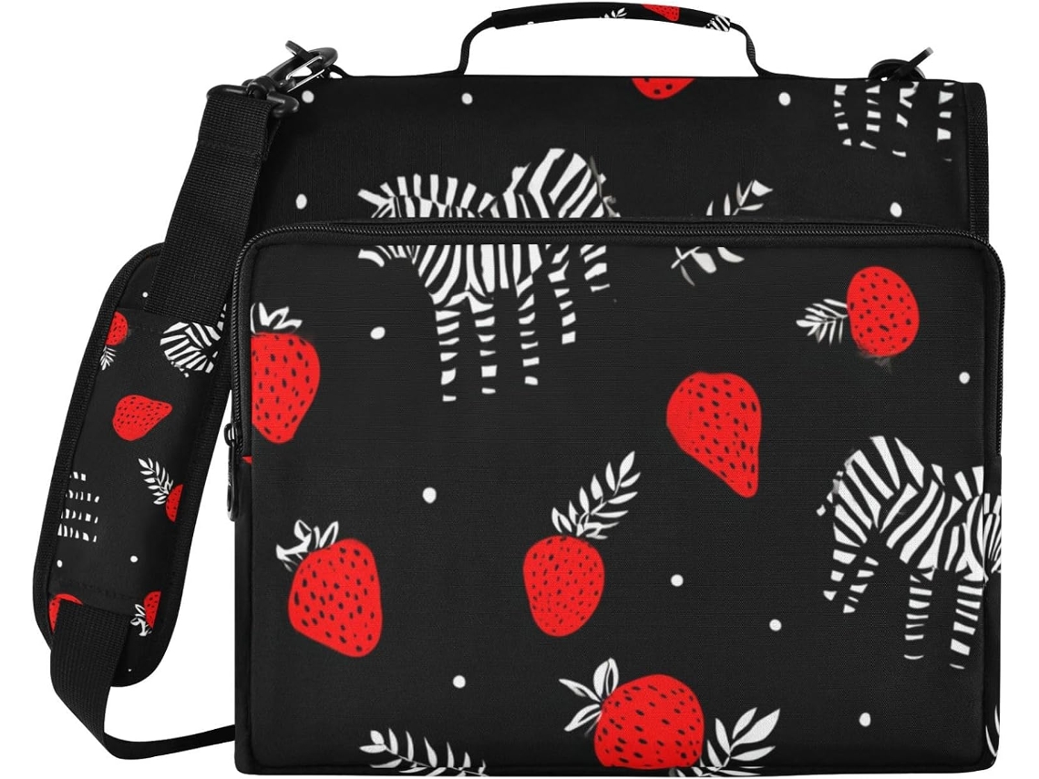 Pasta De 3 Argolas Nordic Zebras Com Bolsas Extras, Alça Com Várias Bolsas Ou Ensino Médio E Carteira Zíper