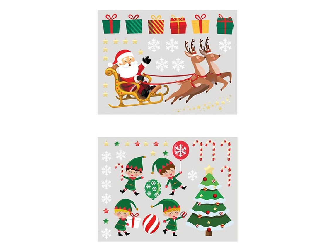Pacote de 2 Folhas Eletrostáticas para Janelas Papai Noel de 30x40 cm