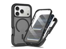 Capa Para Iphone 18 Pro, Proteção 360°,compatível Com Magsafe, Protetor De Ecrã De Vidro Temperado Integrado Preto Hibbent
