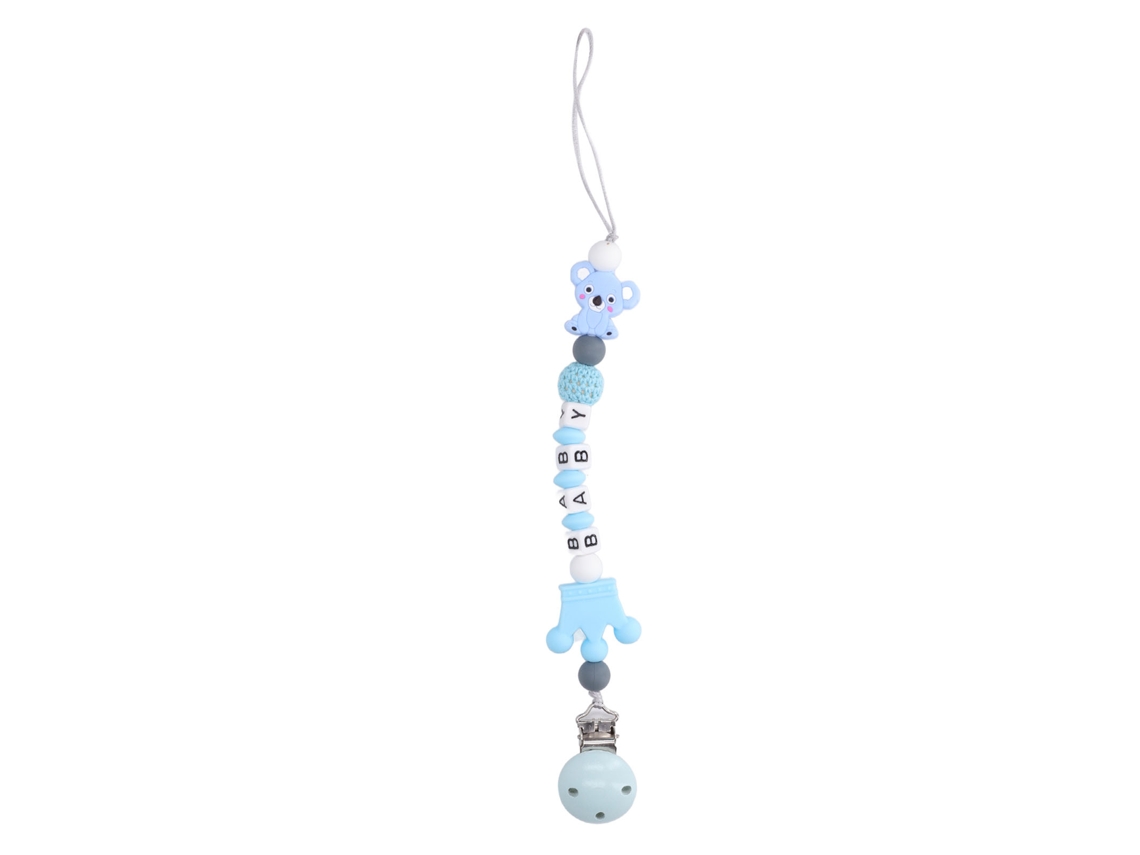 Suporte De Clip De Silicone Para Bebê Brinquedo De Dentição Animal Flexível Azul