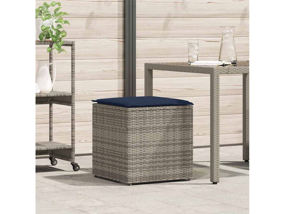 Vidaxl Caixa De Almofadas Cinzeto 50 X 50 X 50 Cm Vime Pe