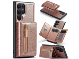Capa De Couro Com Glitter Em Pó Para Samsung Galaxy S22 Ultra 5g Dg.ming M3 Series