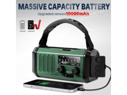 Rádio De Emergência E30 Com Energia Solar, 10000mah, Fm, Gerador De Manivela, Am, Fm, Noaa, Led, Alarme Sos, Powerbank, Verde Militar Brilvibera
