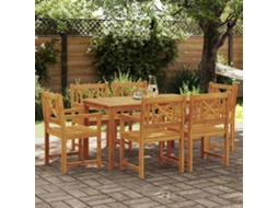 Vidaxl Conjunto de Jantar para Jardim 7 Pcs Castanho