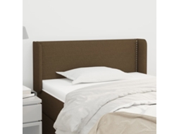 Vidaxl Cabeceira De Cama C/ Abas Tecido 103x16x78/88cm Castanho-escuro