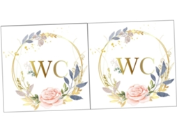 Conjunto 2 Adesivos Pvc Sinalização Banheiro Decoração Parede Plantas Portas Banheiros Autoadesivos Práticos GOKOCO