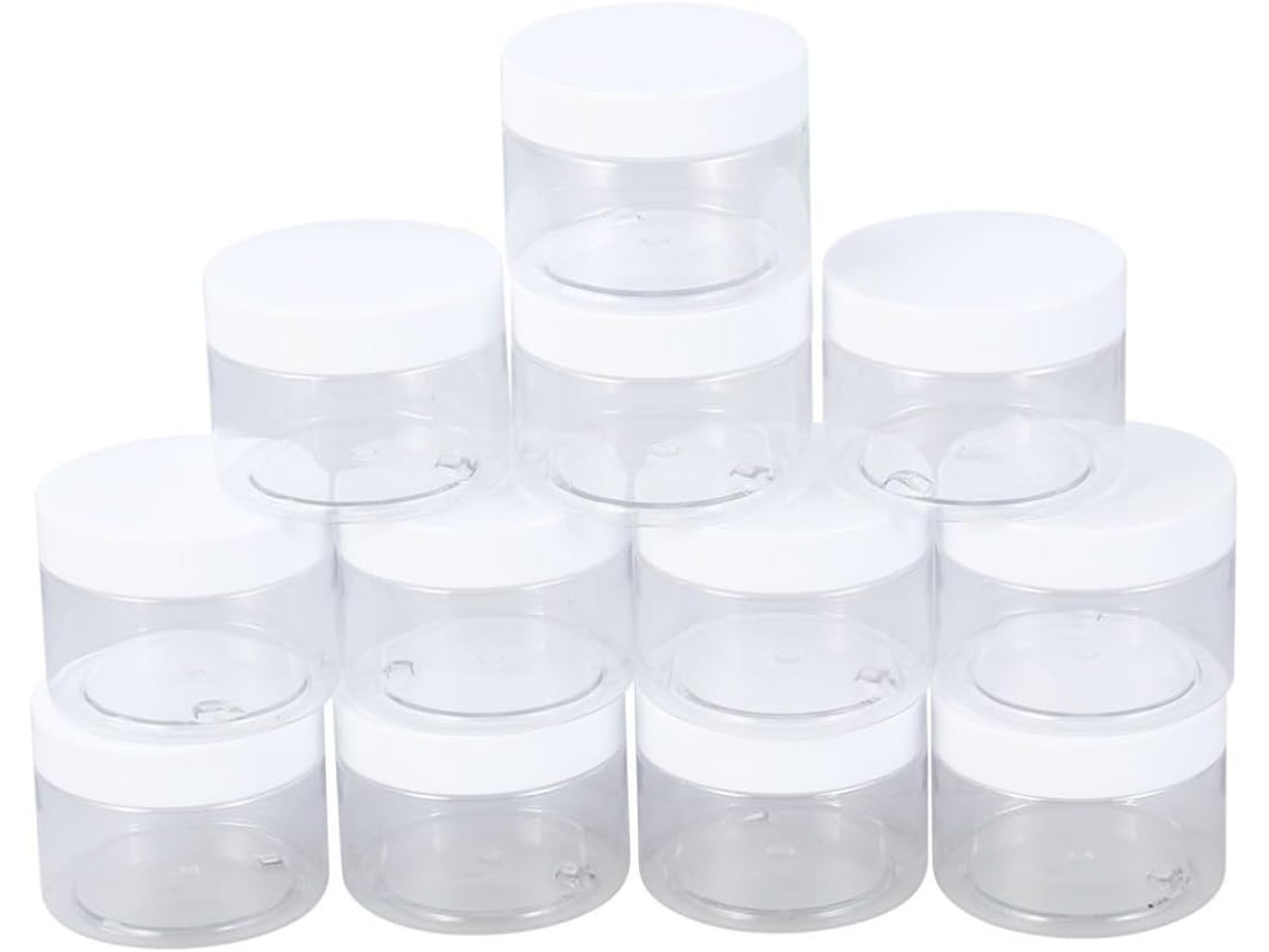 Conjunto De 12 Potes De Plástico Com Tampas De Rosca Herméticas